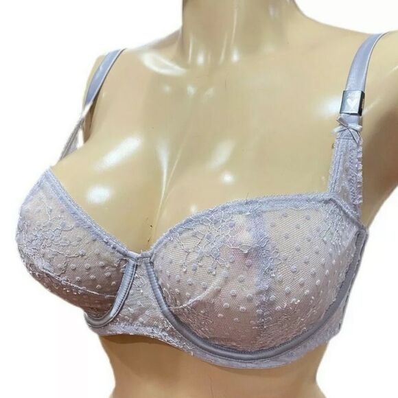 - Victoria’s Secret Dream Angels Polka-dot Mesh Unlined Balconett bra gray - Picture 4 of 4